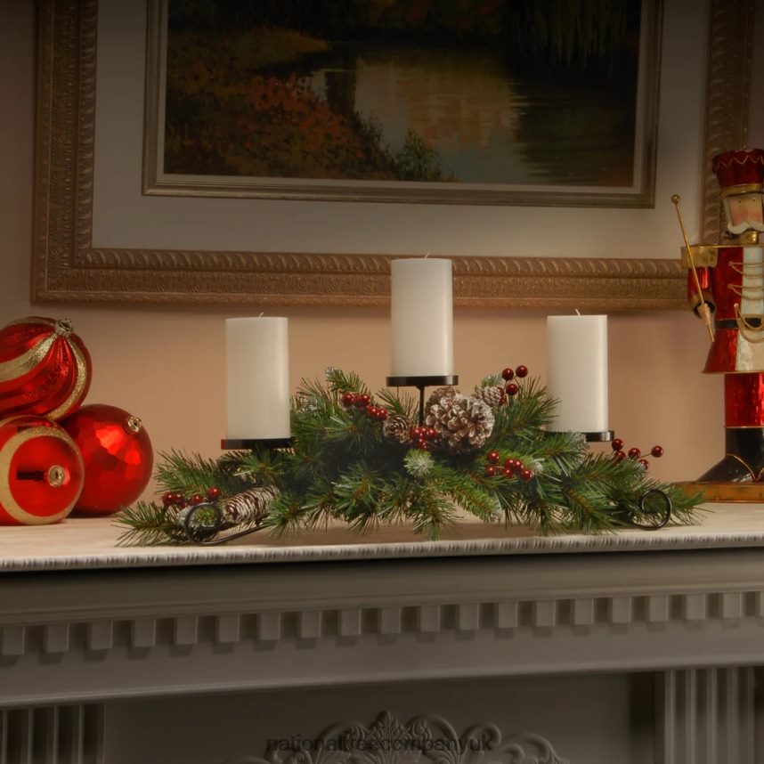 Greenery | National Tree Company 30in Frosted Berry Centerpiece and Candle Holder F2L4F455